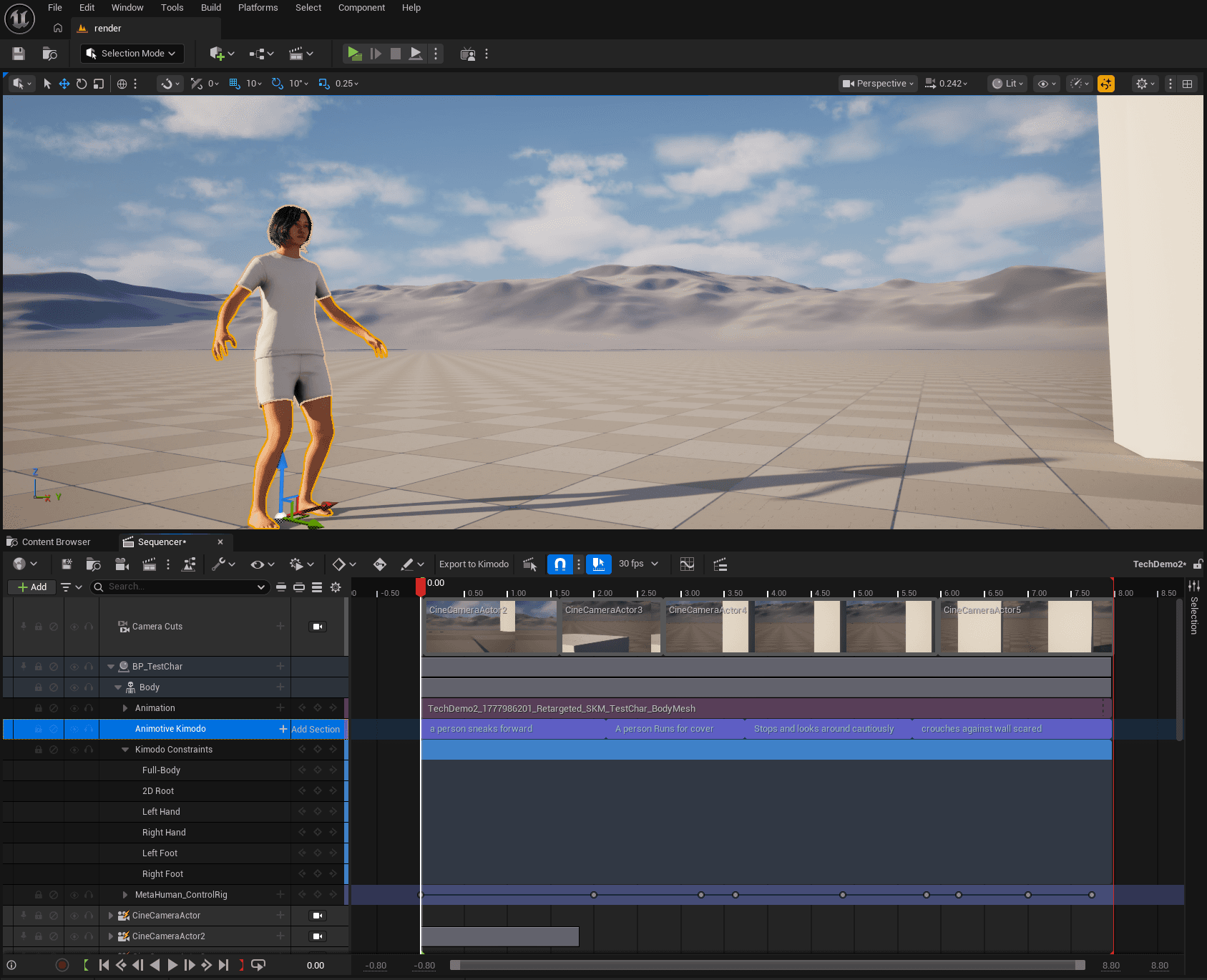Animotive Kimodo inside Unreal Engine Sequencer